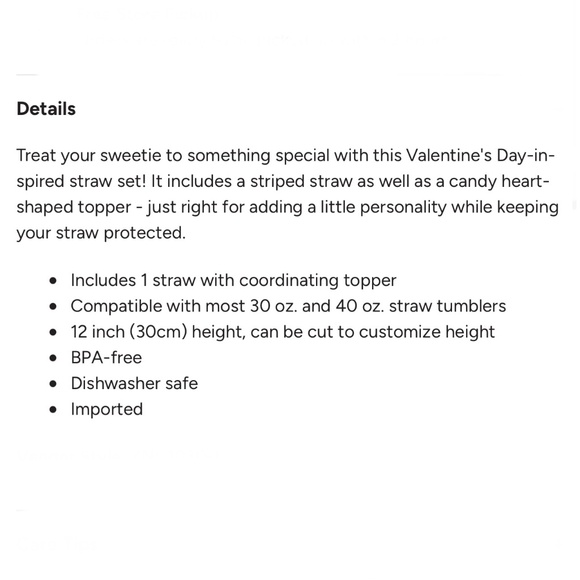 New with tags pink striped straw w pink XOXO straw topper 30-40 oz tumblers - Picture 3 of 3